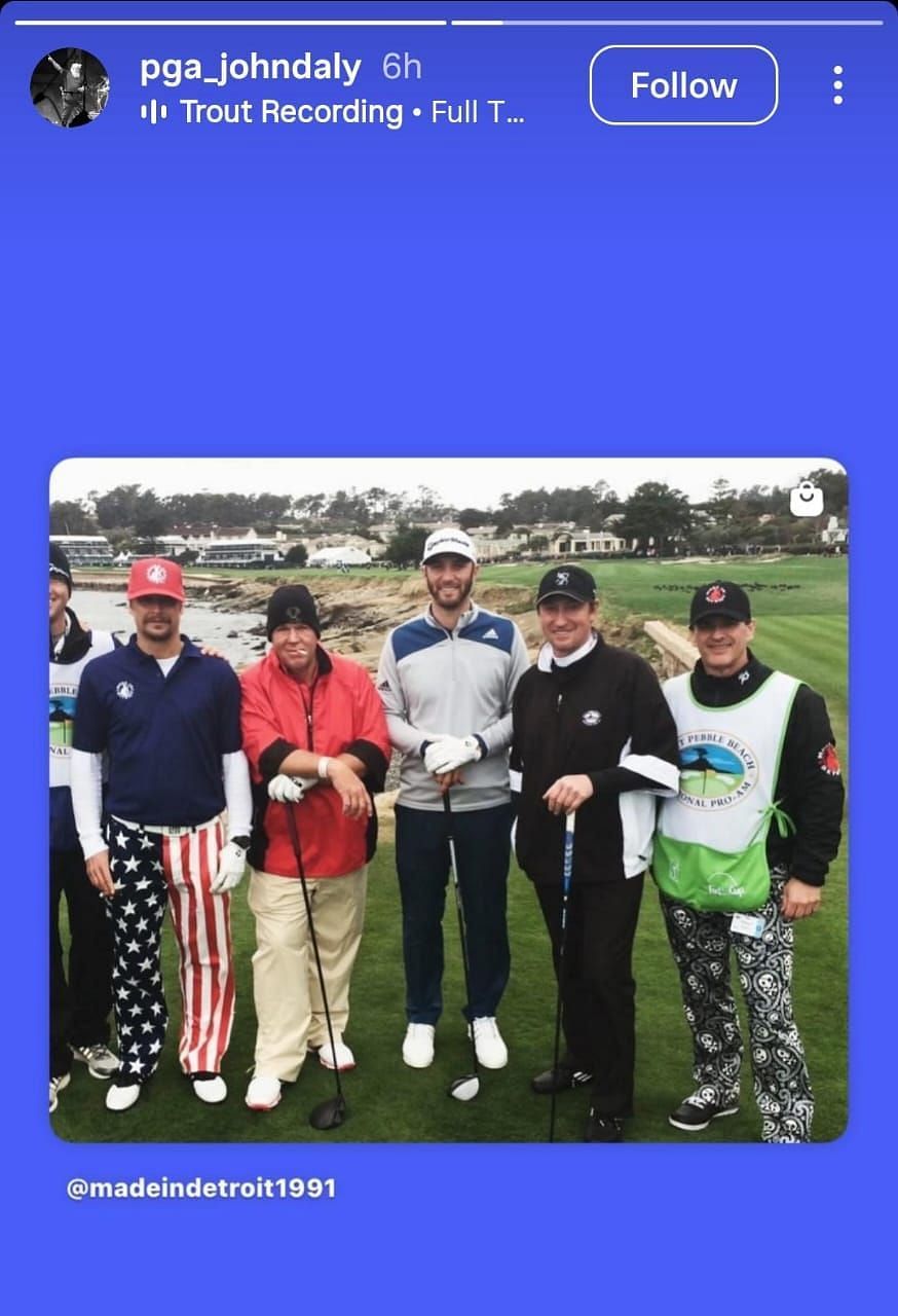 John Daly with Dustin Johnson and Wayne Gretzky ( via John Daly's Instagram story)